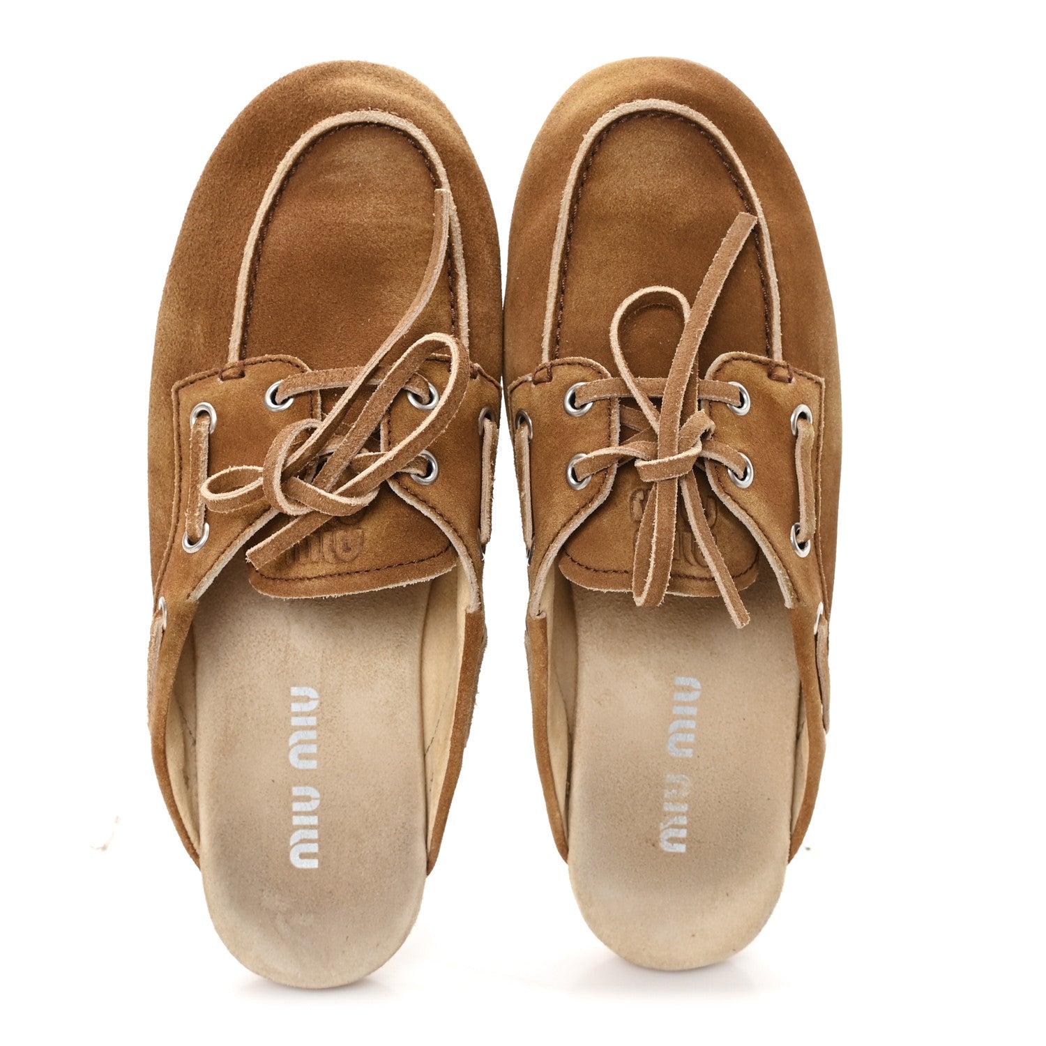 Miu Miu Faded Suede Deck Mules 38 Cinnamon 2 of 9