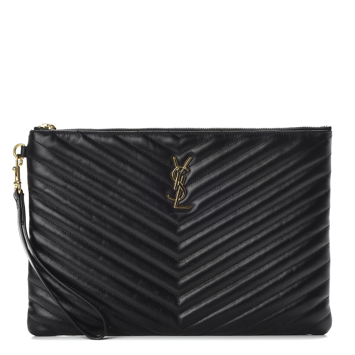 Saint Laurent Calfskin Matelasse Monogram Cassandre Tablet Pouch Black 1 of 9