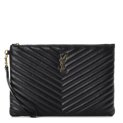 Saint Laurent Calfskin Matelasse Monogram Cassandre Tablet Pouch Black 1 of 9