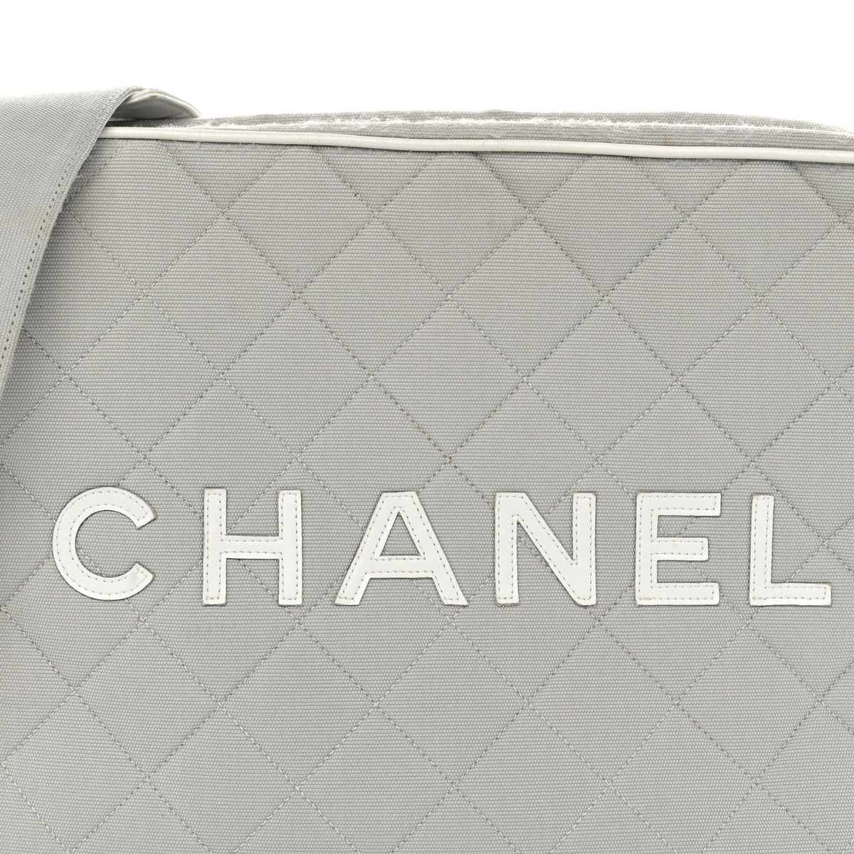 Canvas Quilted Sport Shoulder Bag Grey White