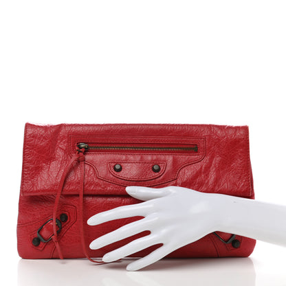 Balenciaga Agneau Classic Hardware Envelope Clutch Rouge Cardinal 2 of 11