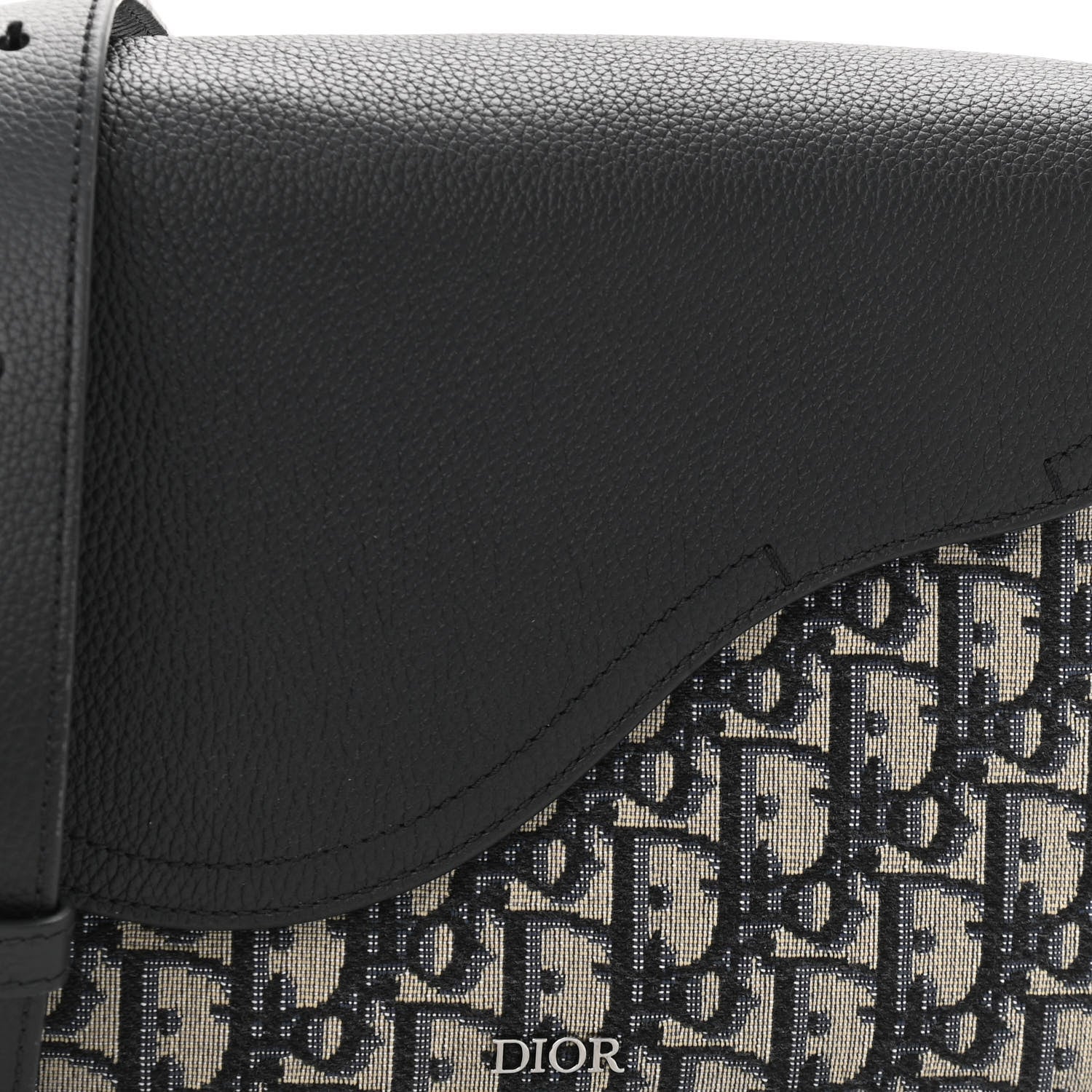 Christian Dior Grained Calfskin Oblique Mini Saddle Messenger Black 7 of 10