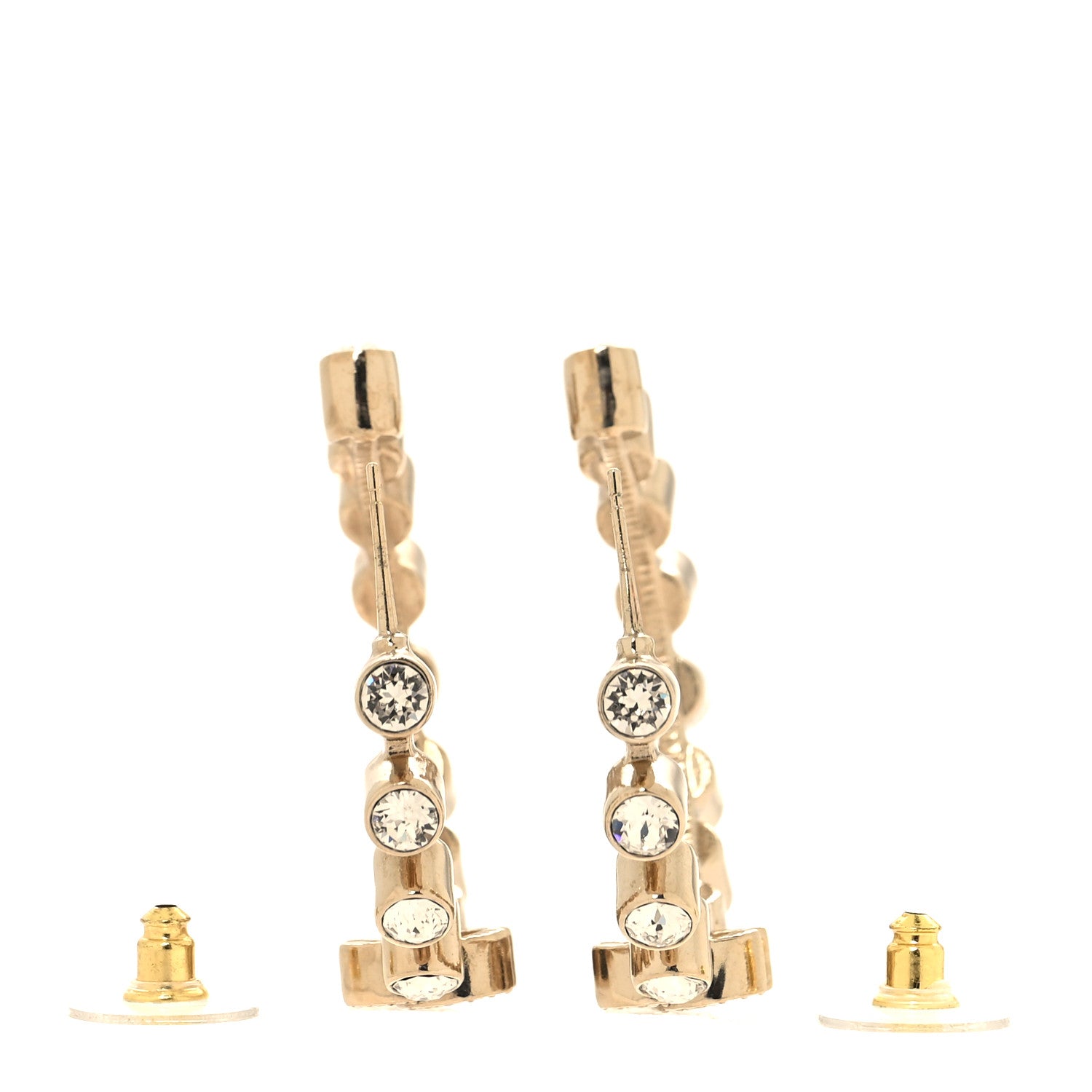 Chanel Crystal CC Hoop Earrings Gold 3 of 5