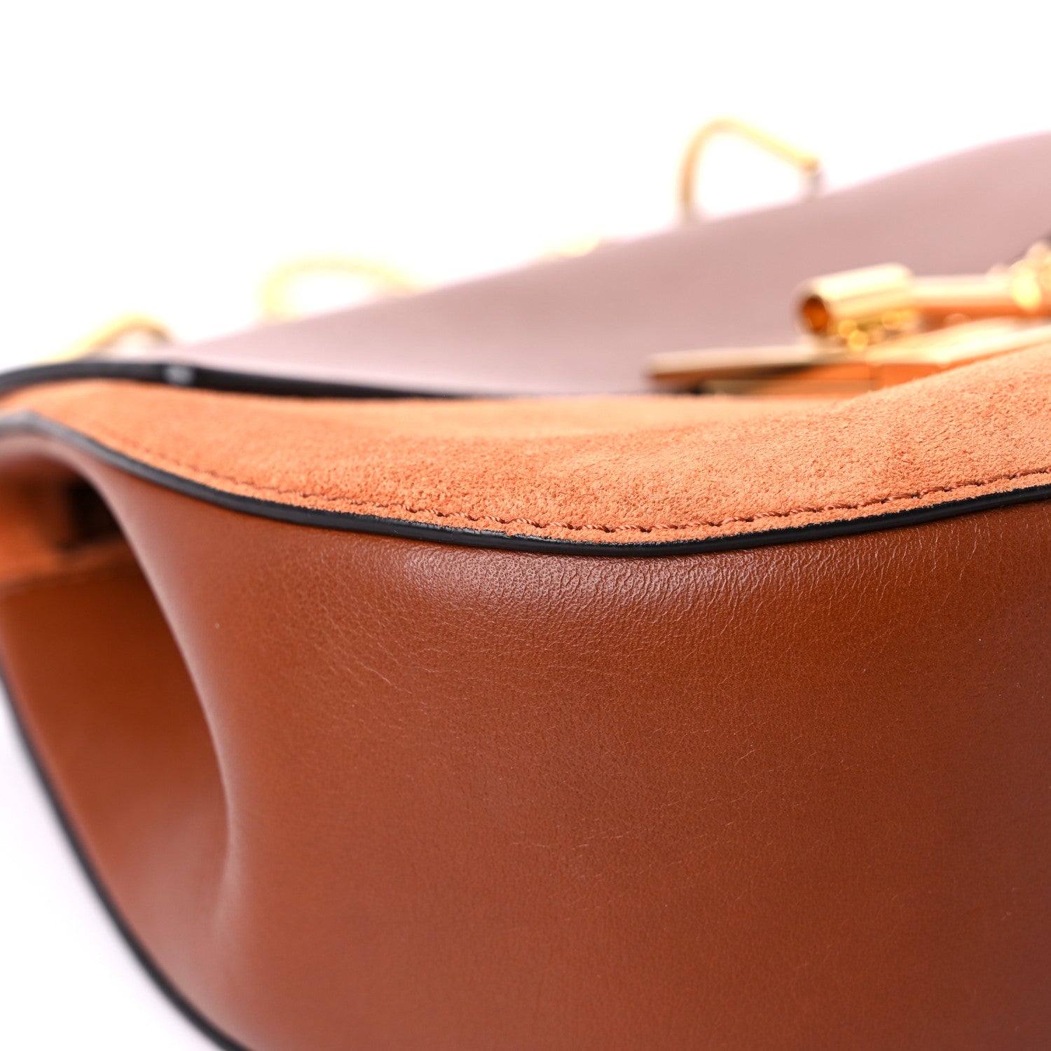 Chloe Suede Smooth Calfskin Drew Shoulder Bag Classic Tobacco 6 of 10