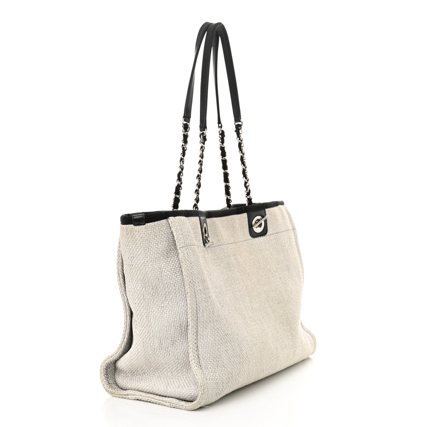 Chanel Woven Straw Raffia Small Deauville Tote Grey 3 of 13