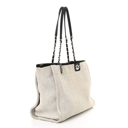 Chanel Woven Straw Raffia Small Deauville Tote Grey 3 of 13