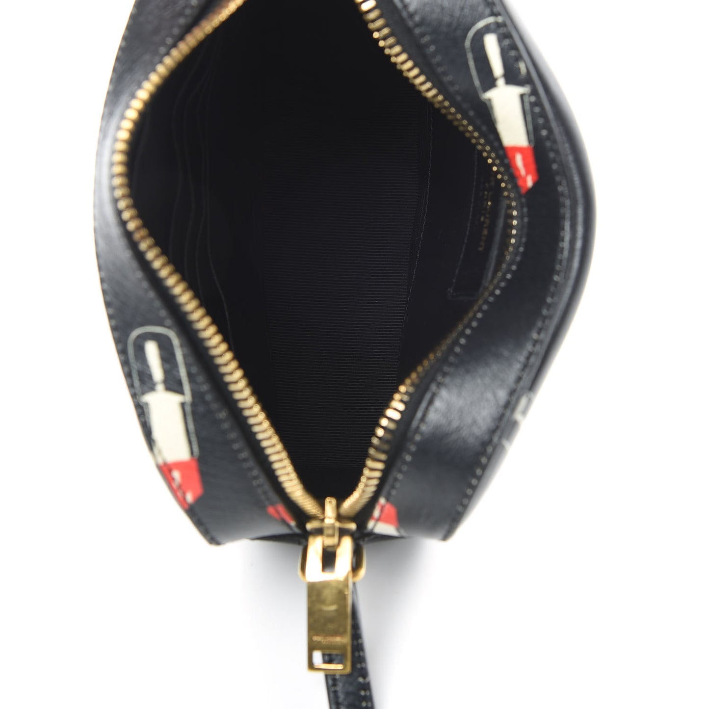 Calfskin Lipstick Print Small Monogram Camera Bag Black