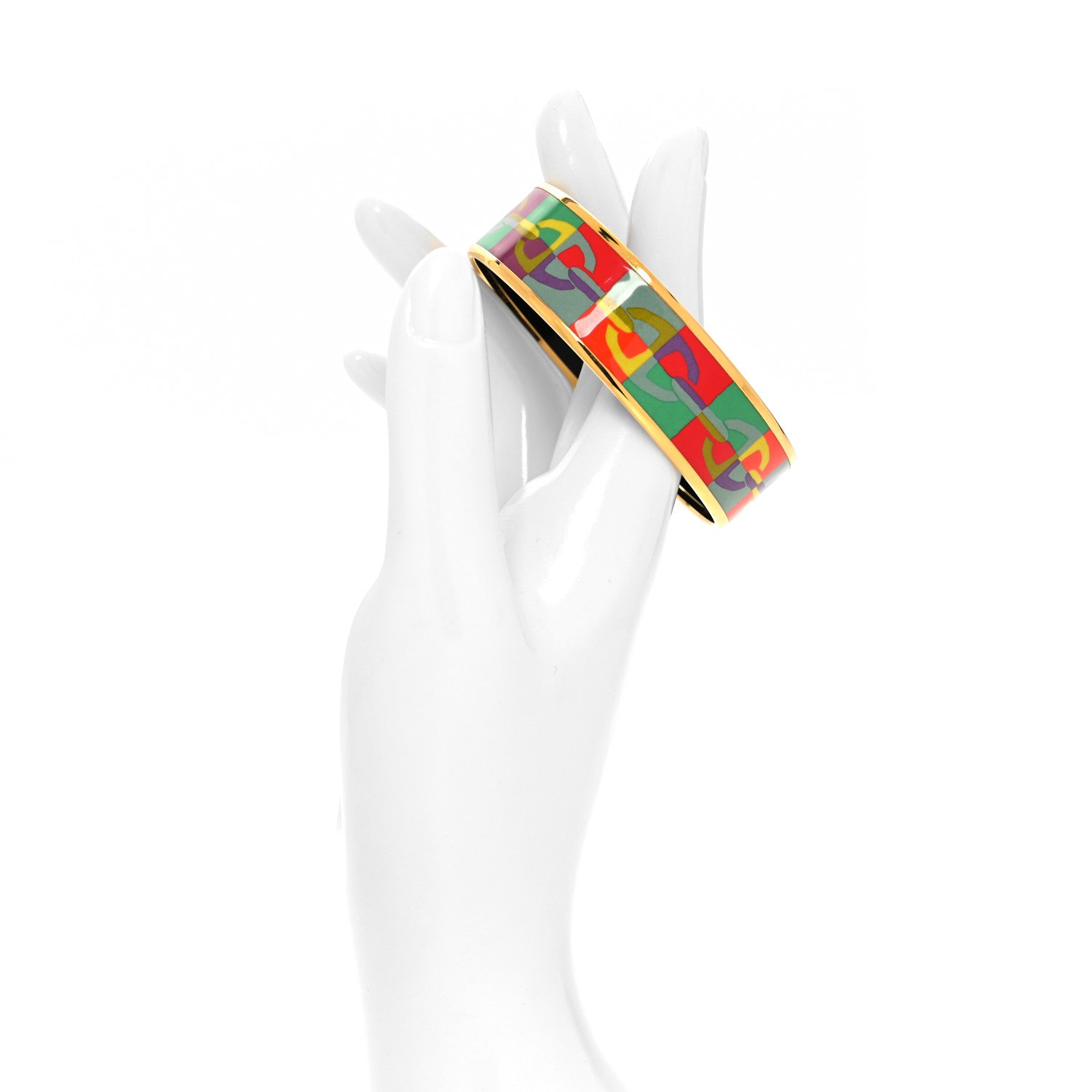 Hermes Enamel Printed Optique Chaine D'Ancre Wide Bracelet 65 2 of 5