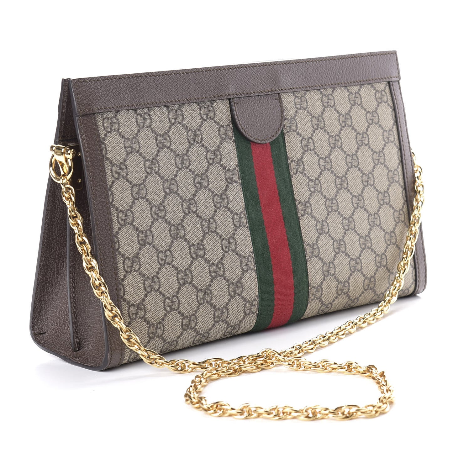 GG Supreme Monogram Web Medium Ophidia Chain Shoulder Bag Brown