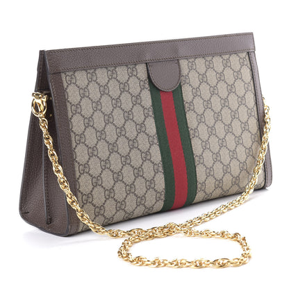 Gucci GG Supreme Monogram Web Medium Ophidia Chain Shoulder Bag Brown 3 of 10