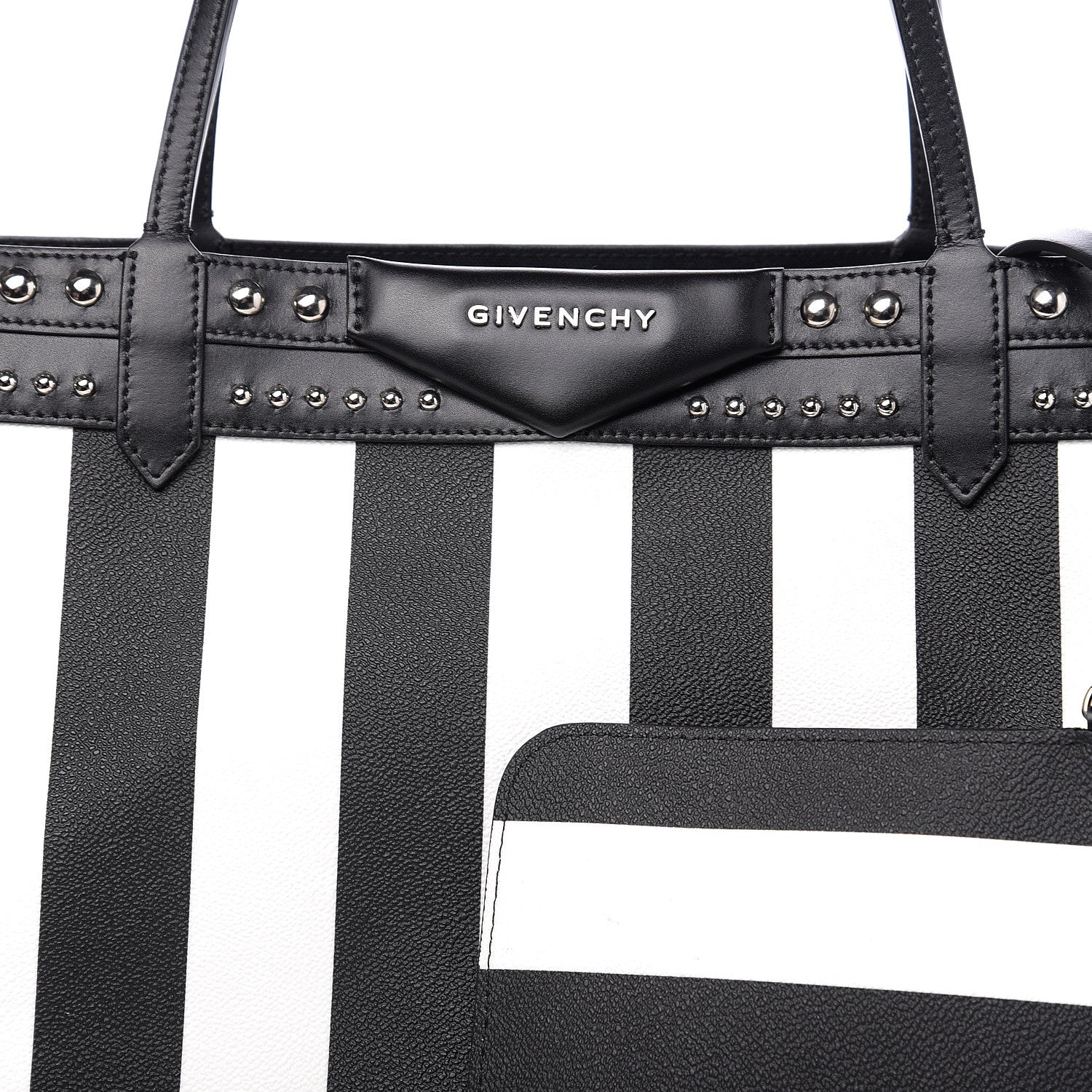 Givenchy Coated Canvas Striped Large Antigona Tote Black White 6 of 15