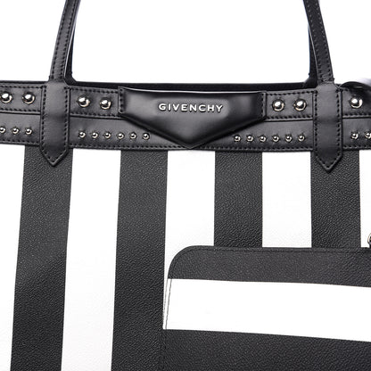 Givenchy Coated Canvas Striped Large Antigona Tote Black White 6 of 15