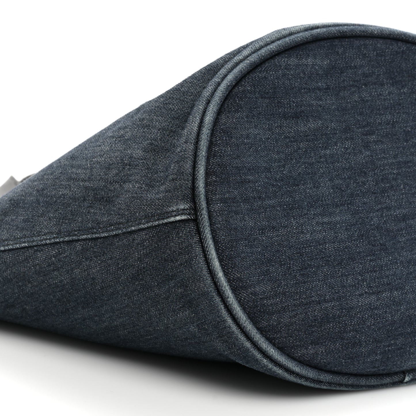 Denim Calfskin Logo Shopping Tote Blue