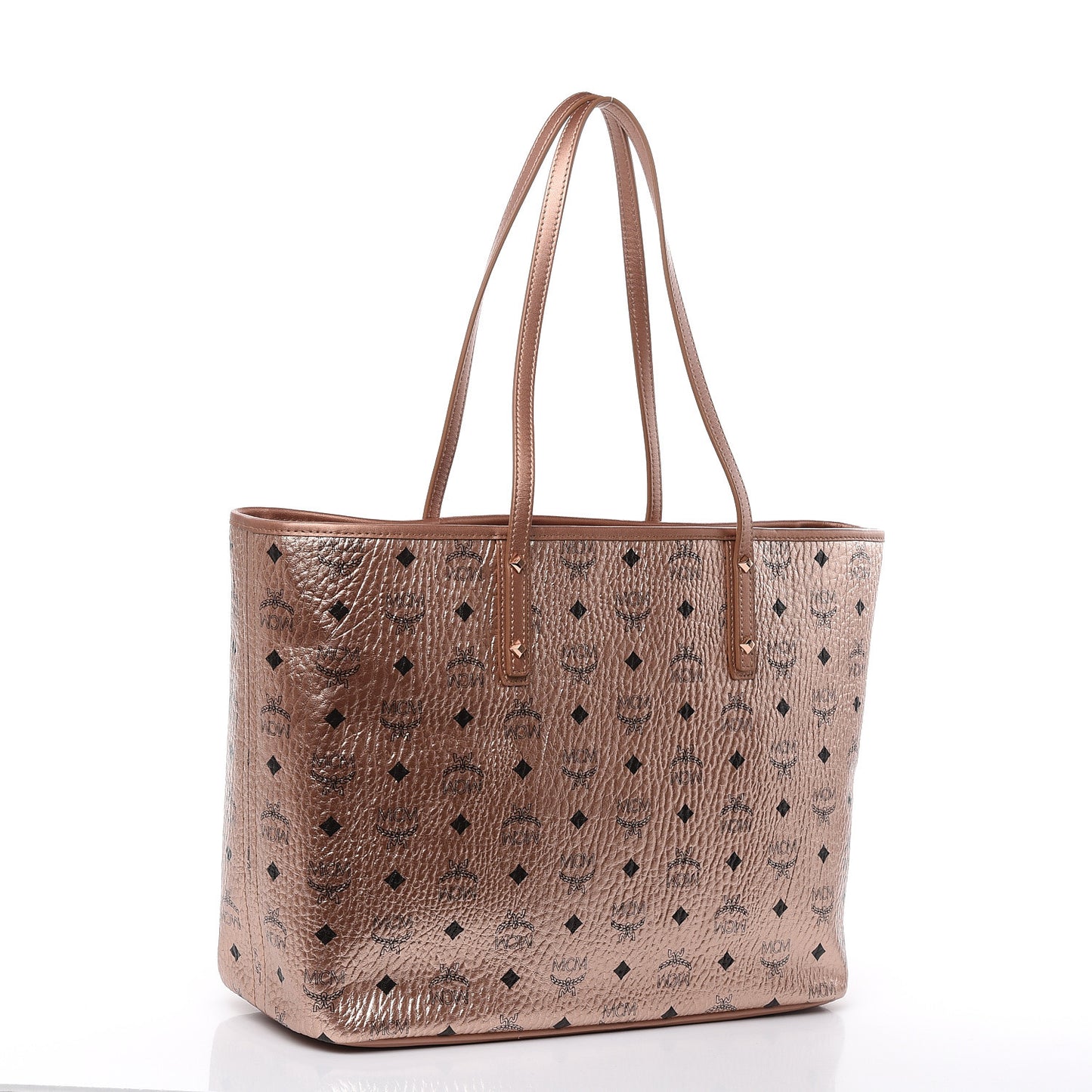 Metallic Visetos Medium Shopper Tote Champagne Gold
