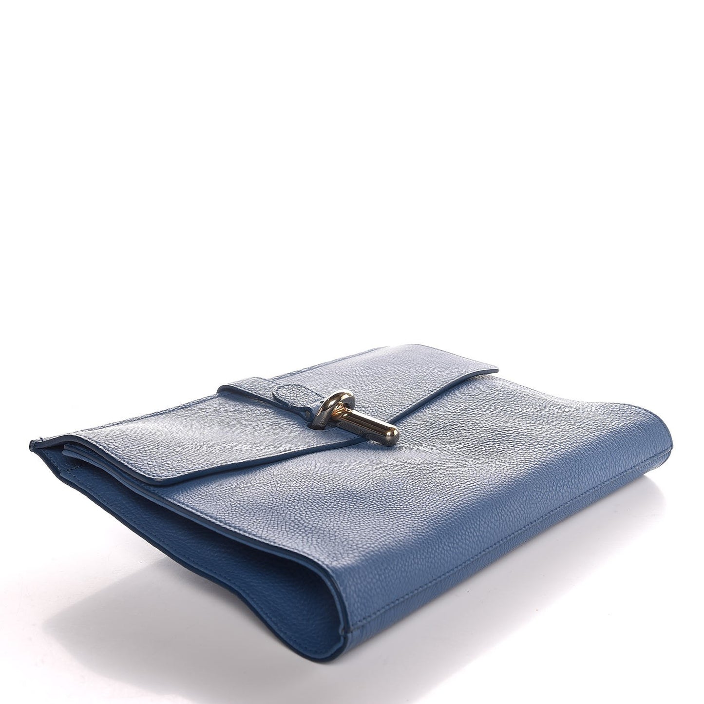 Grained Calfskin Tube L Clutch Bleu