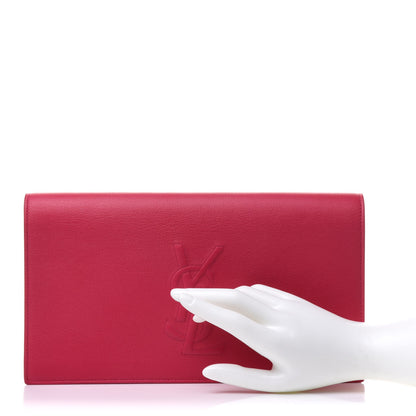 Saint Laurent Calfskin Monogram Large Belle De Jour Clutch Lipstick Fuchsia 2 of 10