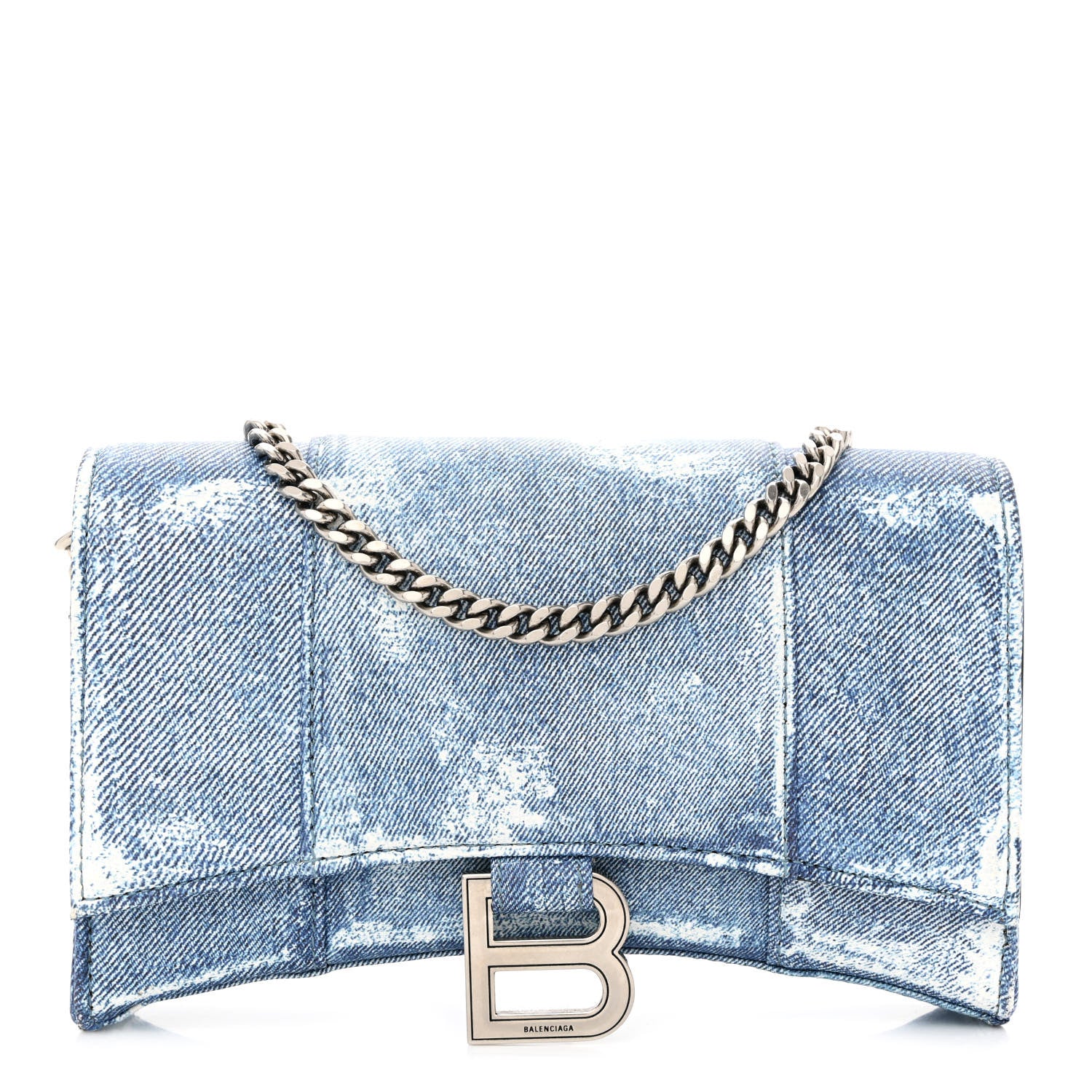 Balenciaga Nappa Denim Printed Hourglass Chain Bag Denim Blue 1 of 9