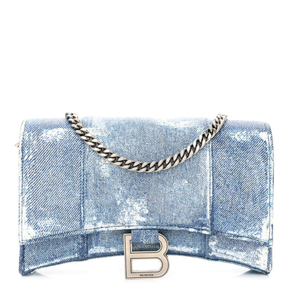 Balenciaga Nappa Denim Printed Hourglass Chain Bag Denim Blue 1 of 9
