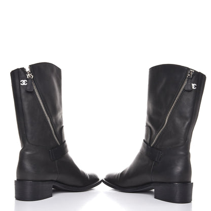 Chanel Calfskin Asymmetrical Mid Calf Boots 36.5 Black 5 of 10