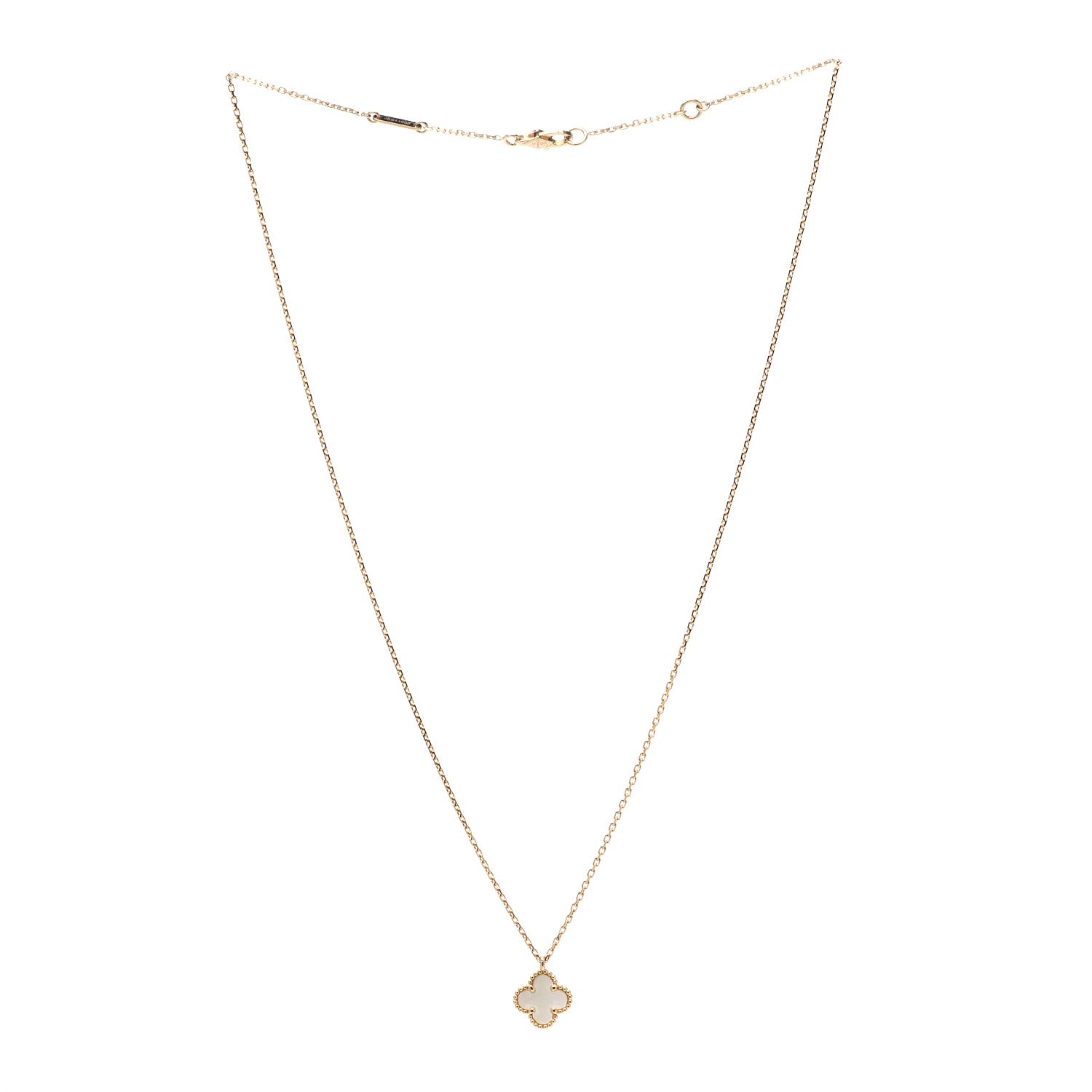 Van Cleef & Arpels 18K Yellow Gold Mother of Pearl Sweet Alhambra Pendant Necklace 3 of 6