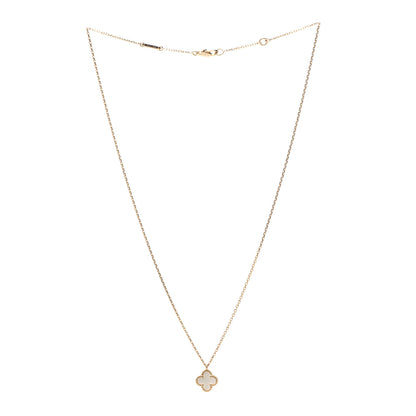Van Cleef & Arpels 18K Yellow Gold Mother of Pearl Sweet Alhambra Pendant Necklace 3 of 6