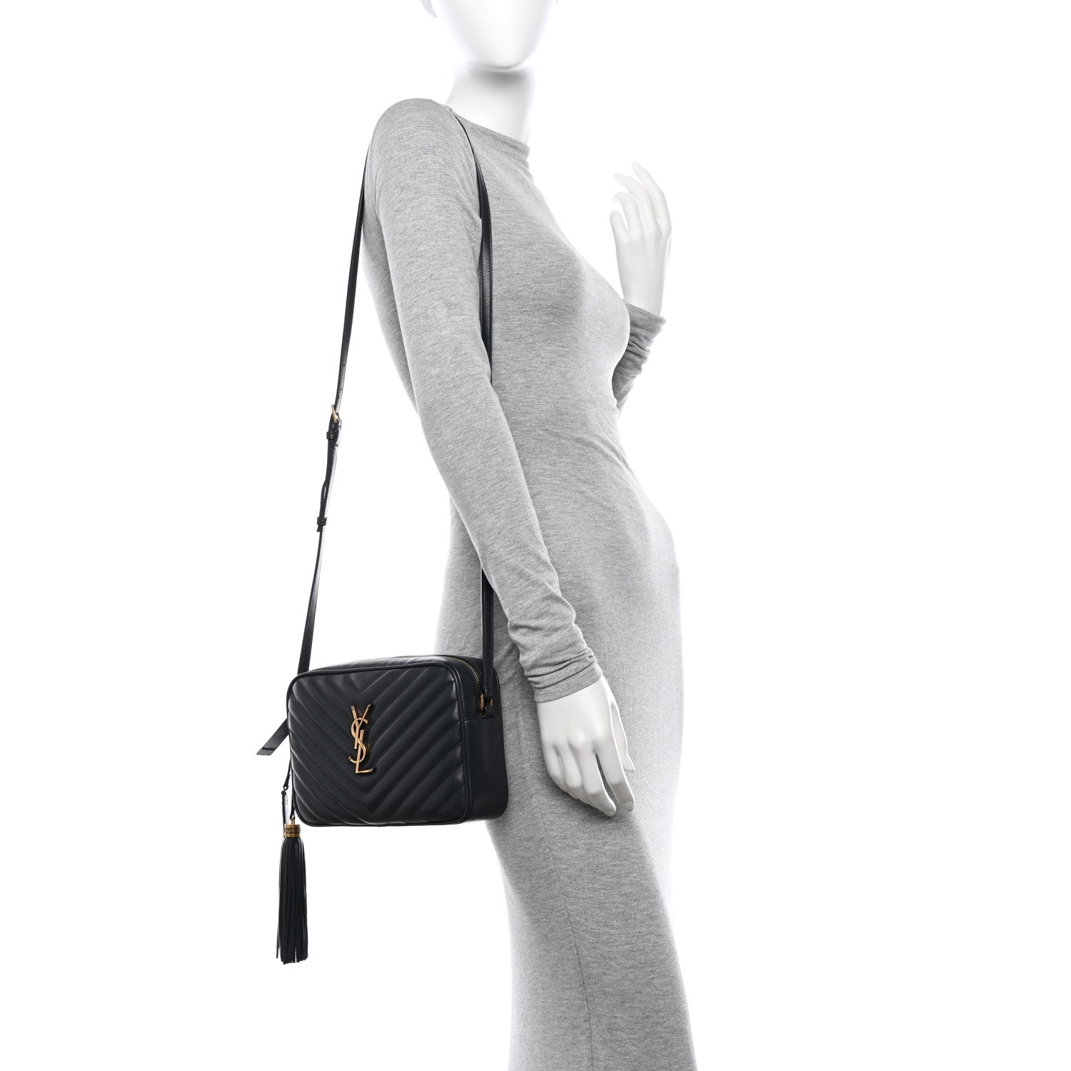 Saint Laurent Calfskin Matelasse Monogram Lou Camera Bag Storm 3 of 9