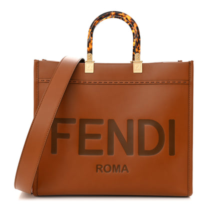 Fendi Vitello King Plexiglass Medium Fendi Sunshine Shopper Tote Cuoio 1 of 10