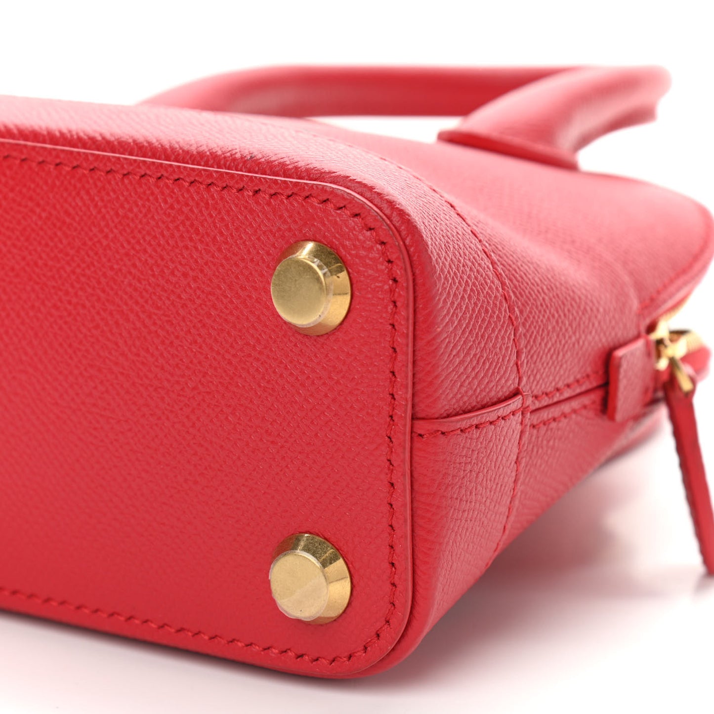 Signature Grained Calfskin Logo XXS Ville Top Handle Bag Rouge Lantern Black
