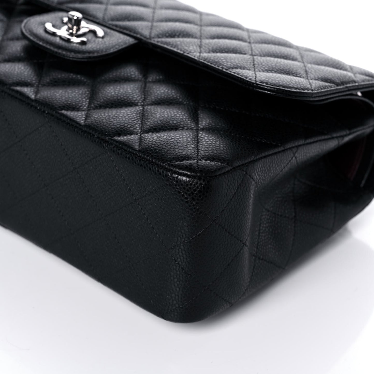 Caviar Quilted Jumbo Double Flap Black