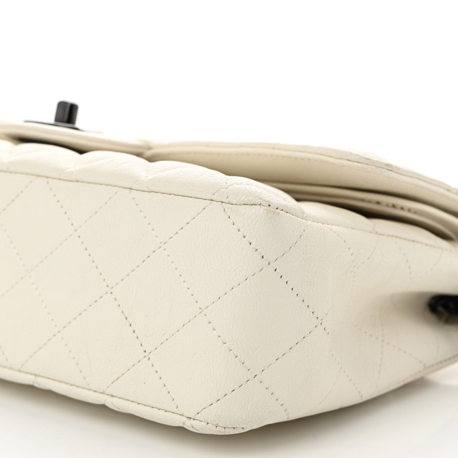 Chanel Crumpled Calfskin Quilted Medium Double Flap White 10 of 12