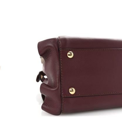 Fendi Vitello Seta Waves Bi-Color Medium Peekaboo Iconic Satchel Bordeaux Latte 8 of 9