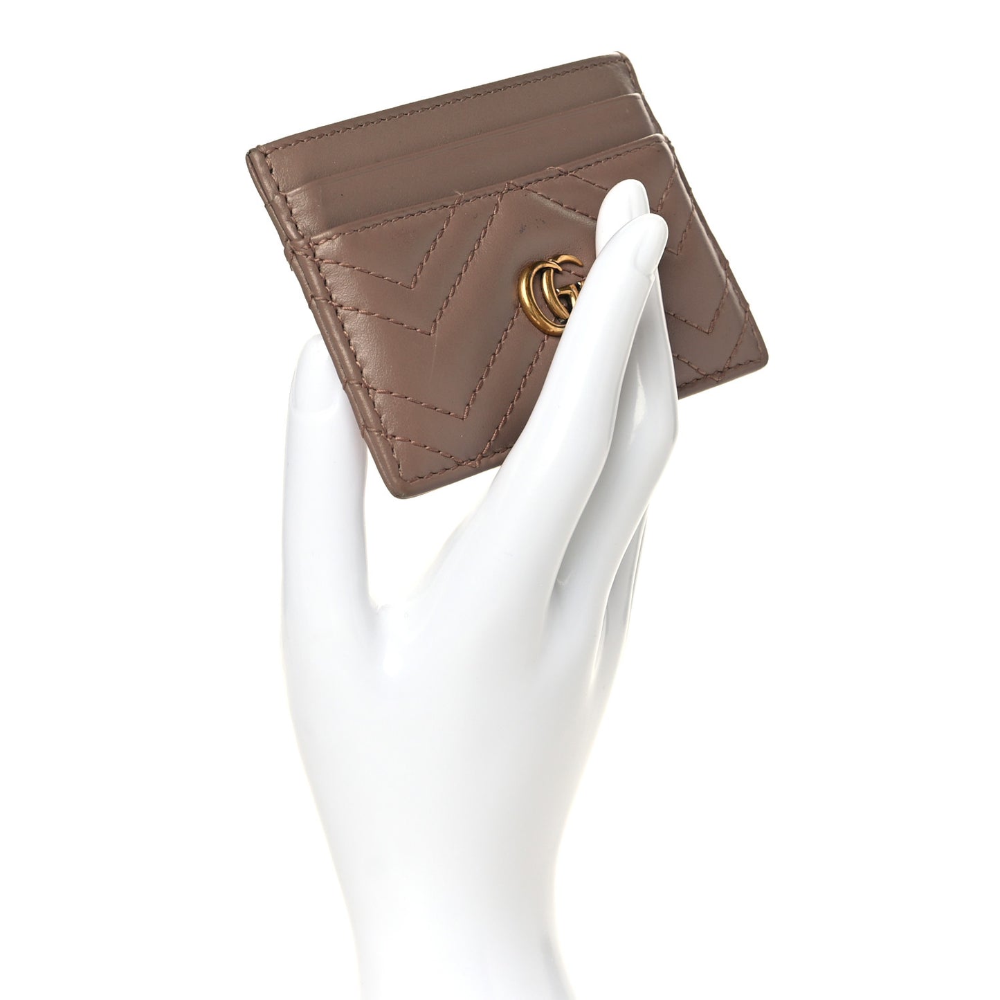 Calfskin Matelasse GG Marmont Card Holder Porcelain Rose