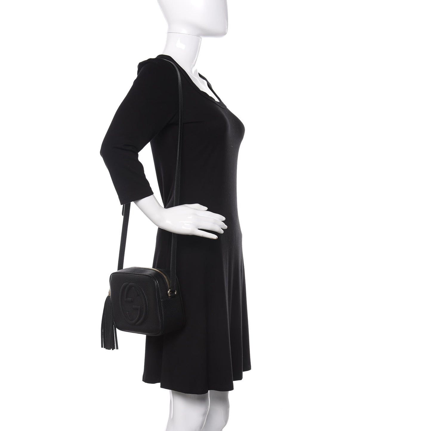 Pebbled Calfskin Small Soho Disco Bag Black