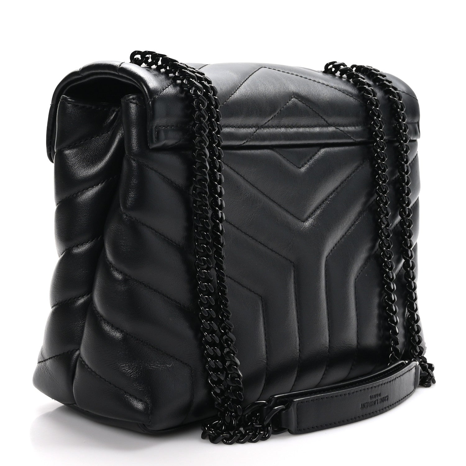 Saint Laurent Calfskin Y Quilted Monogram Monochrome Small Loulou Chain Satchel Black 3 of 12