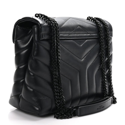 Saint Laurent Calfskin Y Quilted Monogram Monochrome Small Loulou Chain Satchel Black 3 of 12