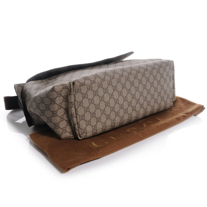 Gucci GG Supreme Monogram Selleria Calfskin Messenger Diaper Bag Beige Ebony Cocoa Dark Chocolate 4 of 7
