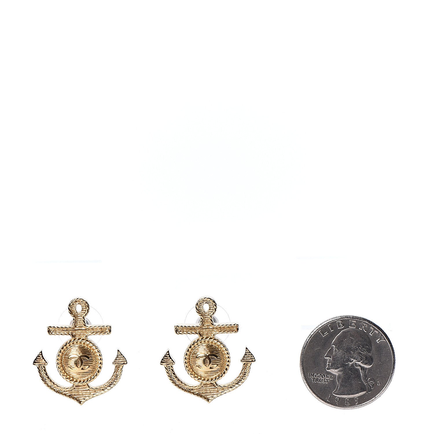 Chanel Metal Anchor CC Earrings Gold 2 of 4