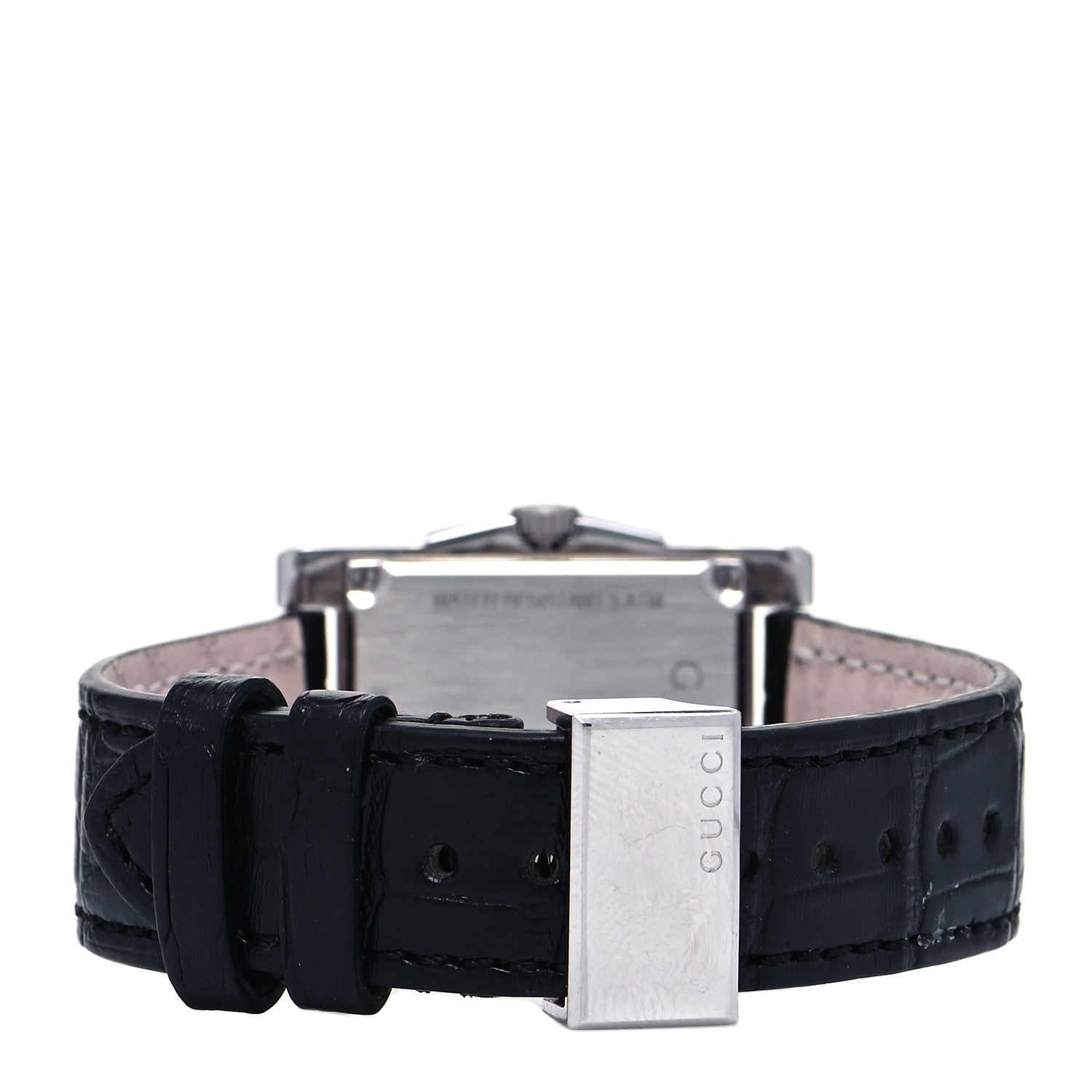 Gucci Stainless Steel Calfskin Diamond 26mm G-Timeless Rectangle Quartz Watch Black 3 of 4