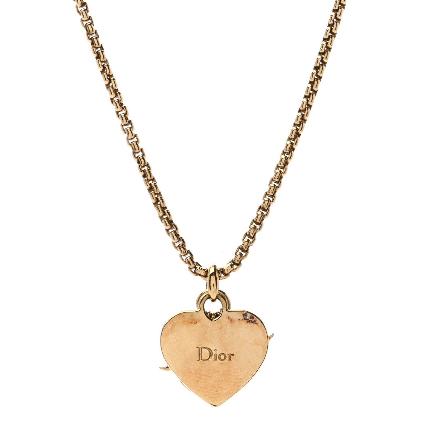 Metal Enamel Logo Heart Necklace Gold Multicolor