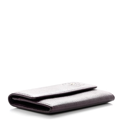 Chanel Goatskin Embossed Camellia Flap Card Holder Purple 4 of 13