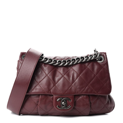 Chanel Calfskin Coco Pleats Large Messenger Flap Burgundy 1 of 10