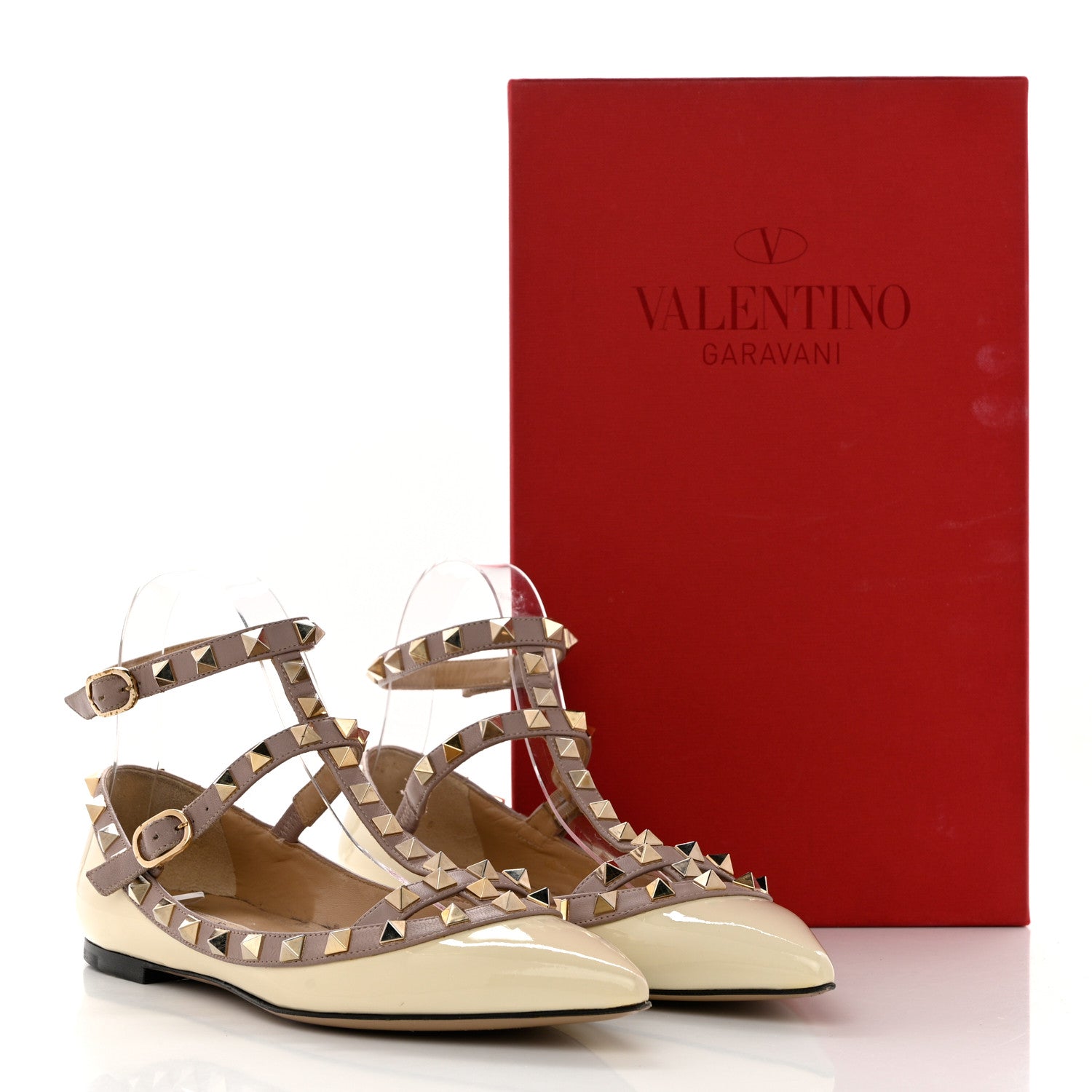 Valentino Garavani Patent Rockstud Cage Ballerina Flats 36 Light Ivory Poudre 13 of 13