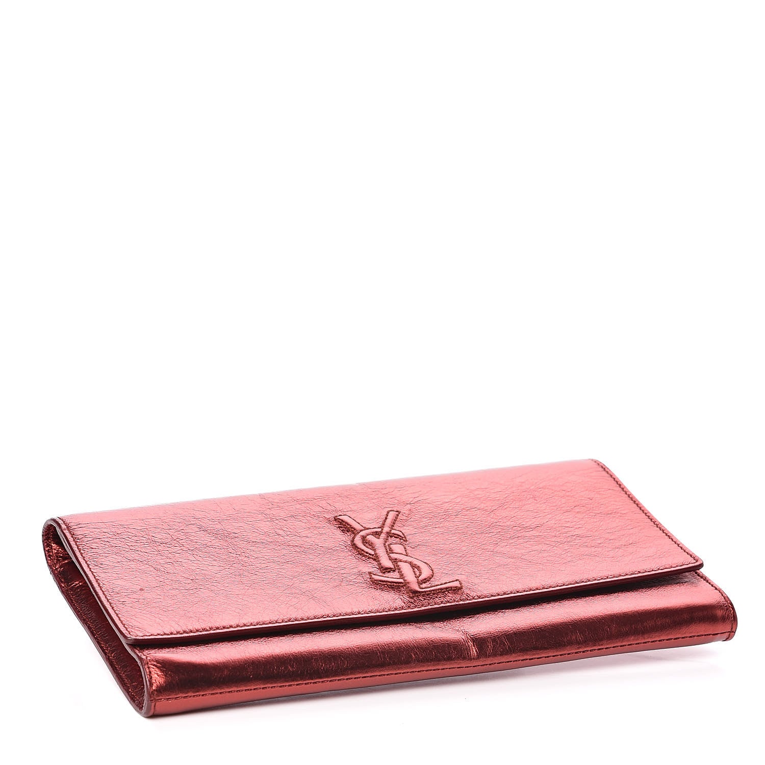Saint Laurent Metallic Textured Calfskin Small Belle De Jour Clutch Red 4 of 7