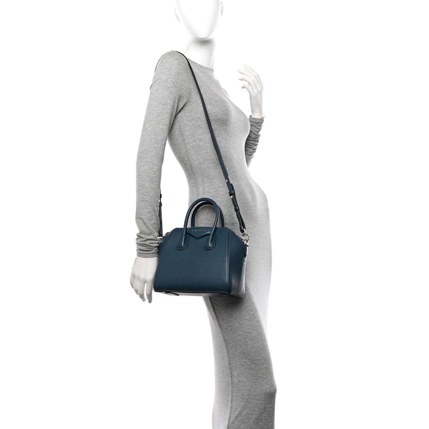 Sugar Goatskin Mini Antigona Mineral Blue