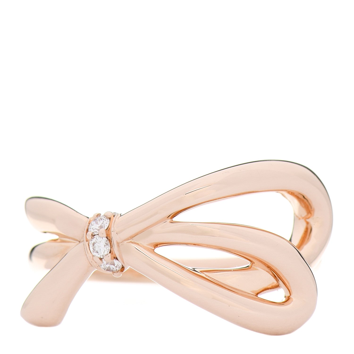 Tiffany 18K Rose Gold Diamond Bow Ring 48 4.5 1 of 5