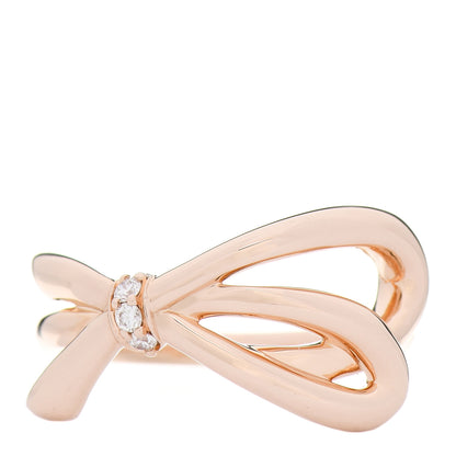 Tiffany 18K Rose Gold Diamond Bow Ring 48 4.5 1 of 5