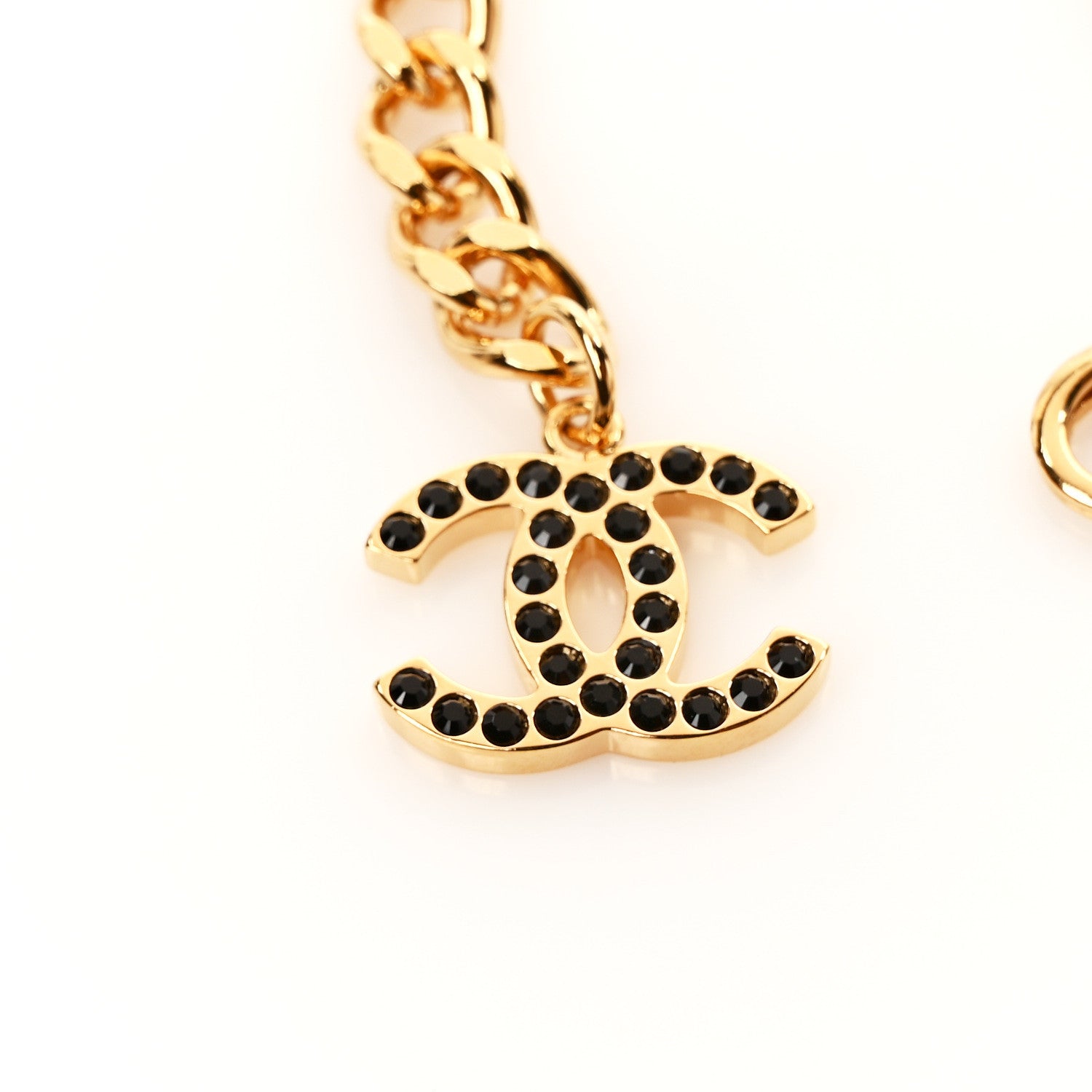 Chanel Crystal Lambskin CC Camellia Belt Black Gold 4 of 5