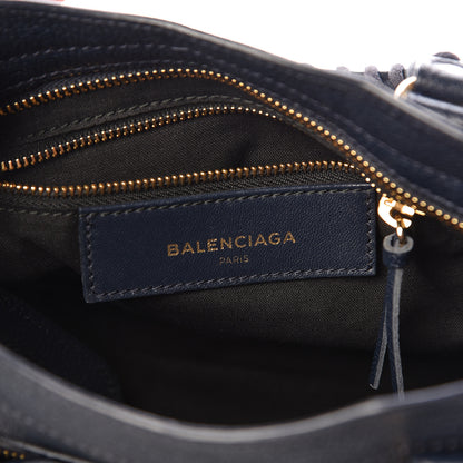Balenciaga Chevre Gold Metallic Edge Hardware Mini City Bleu Nuit Dark Sea 6 of 10