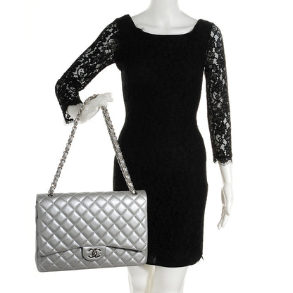 Chanel Lambskin Maxi Double Flap Silver 2 of 8
