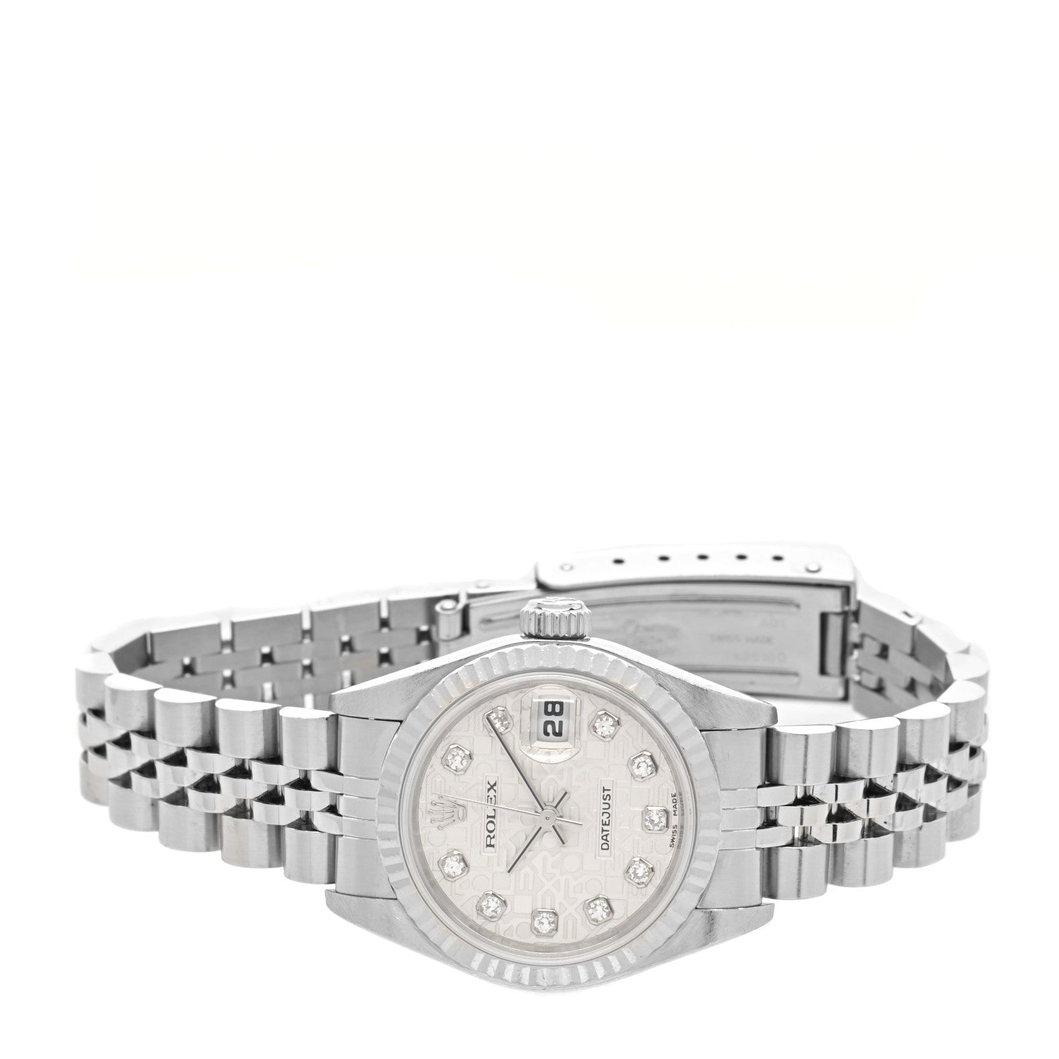Rolex Stainless Steel 18K White Gold Diamond 26mm Oyster Perpetual Datejust Watch Silver Jubilee 79174 2 of 4